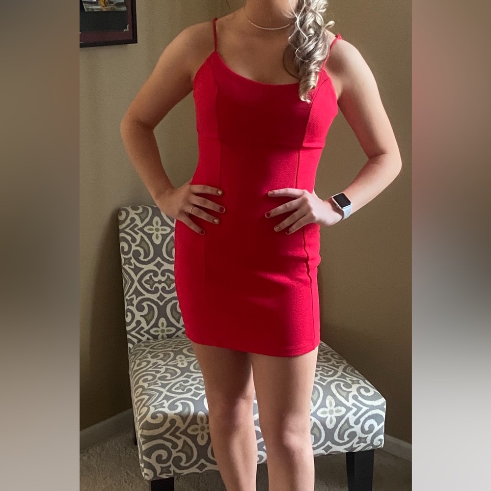 Red LuLus Mini Dress perfect for homecoming